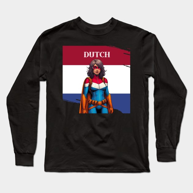 Dutch: Female 80's Gritty Comic Book Hero Long Sleeve T-Shirt by Woodpile